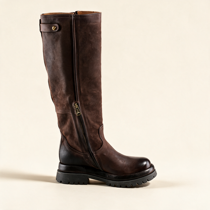 A.S.98 ECLIPSE Ebony knee-high boots, front view 