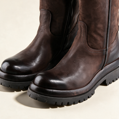 A.S.98 ECLIPSE Ebony knee-high boots, hardware and construction detail 