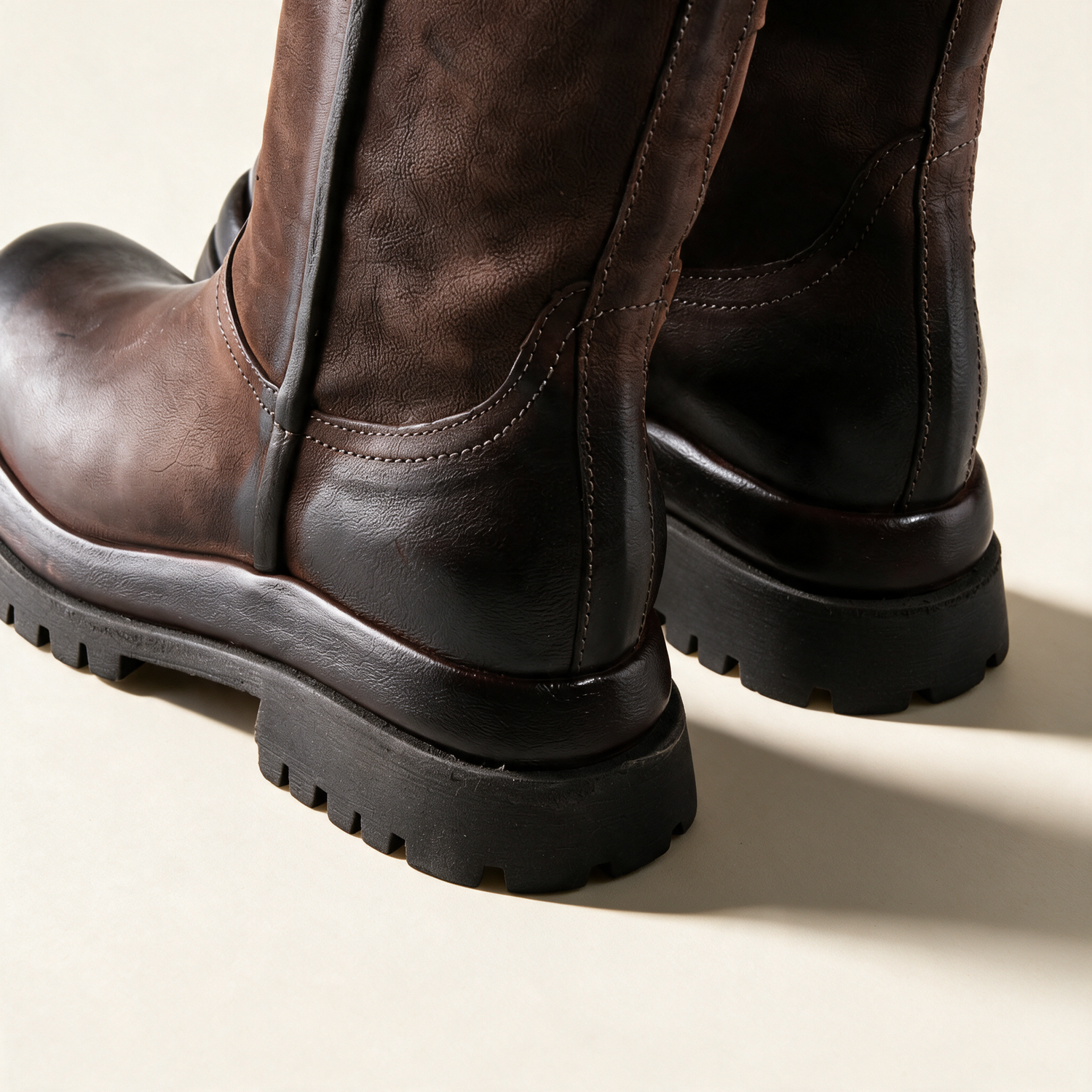 A.S.98 ECLIPSE Ebony knee-high boots, heel and sole detail 