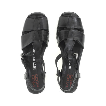 Zania A.S.98 Black Leather Sandal Summer 25 