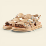 A.S.98 BRIGATA brown multi-strap studded Italian leather sandal #color_brown