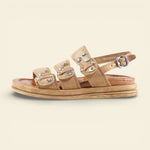 A.S.98 BRIGATA brown multi-strap studded Italian leather sandal #color_brown