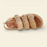 A.S.98 BRIGATA brown multi-strap studded Italian leather sandal #color_brown