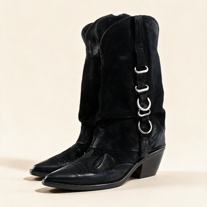 A.S.98 SOLARA Black western boots, pair three-quarter view 