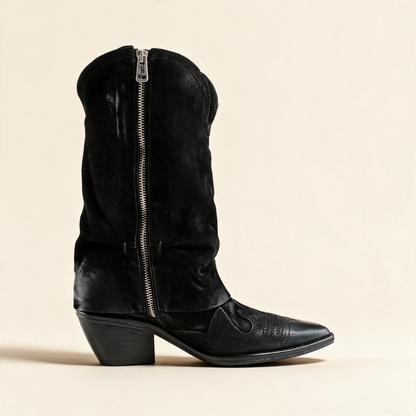A.S.98 SOLARA Black western boots, front view 