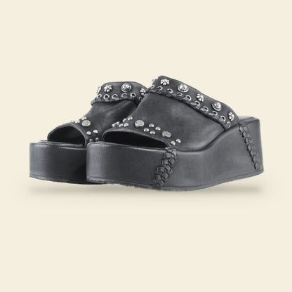 A.S.98 RIBELLA light blue Italian leather platform sandal 