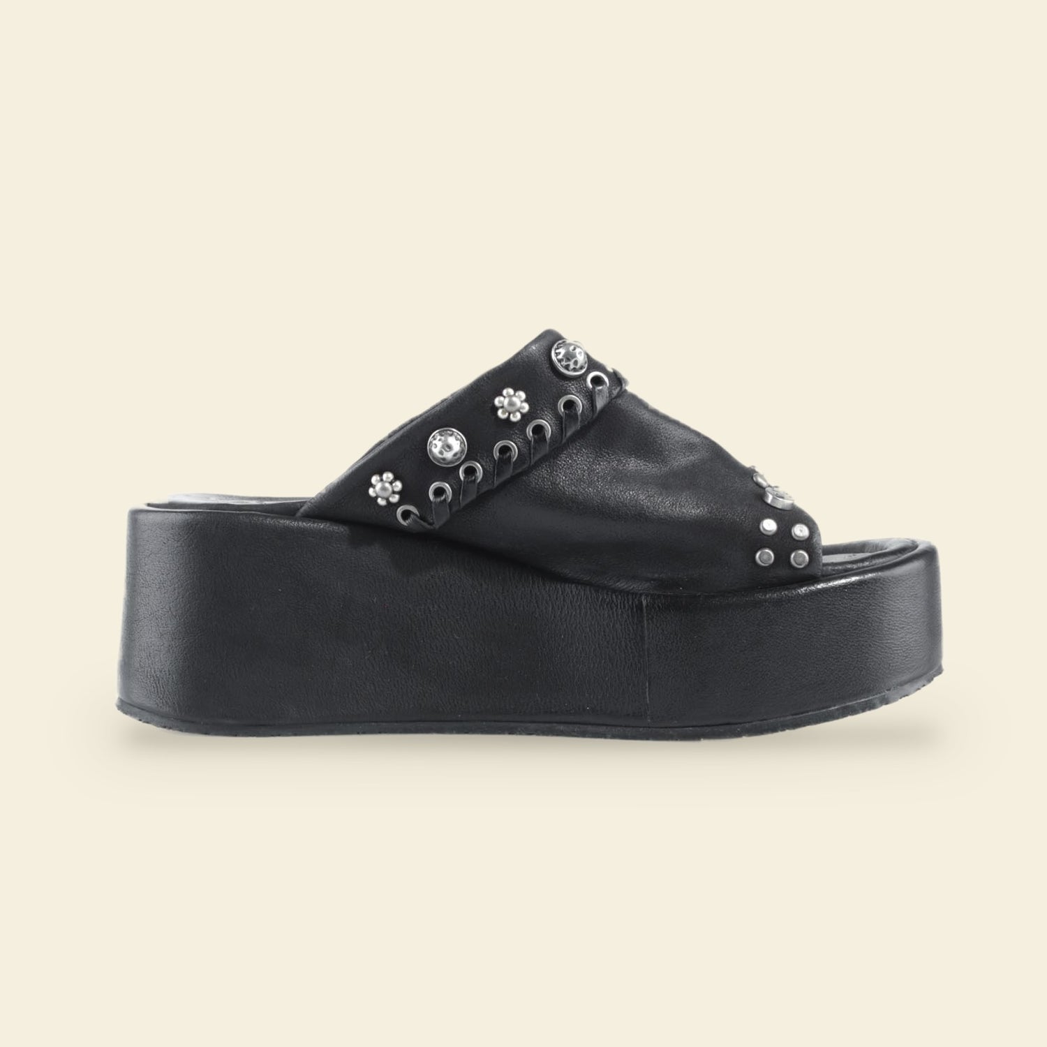 A.S.98 RIBELLA light blue Italian leather platform sandal 
