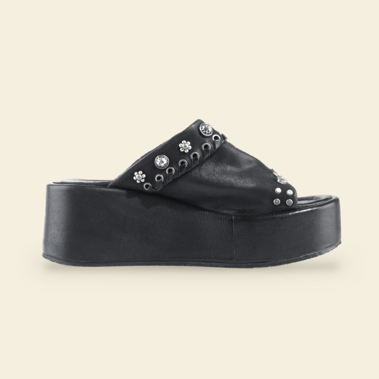 A.S.98 RIBELLA light blue Italian leather platform sandal 