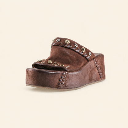 A.S.98 RIBELLA Ebony Italian leather platform sandal, single three-quarter view 