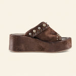 A.S.98 RIBELLA Ebony Italian leather platform sandal, front view #color_ebony