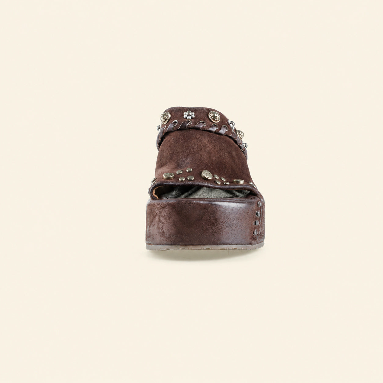A.S.98 RIBELLA Ebony Italian leather platform sandal, rear view 