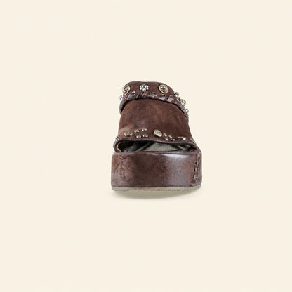 A.S.98 RIBELLA Ebony Italian leather platform sandal, rear view 