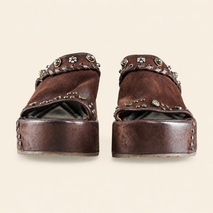 A.S.98 RIBELLA Ebony Italian leather platform sandal, heel and sole detail 