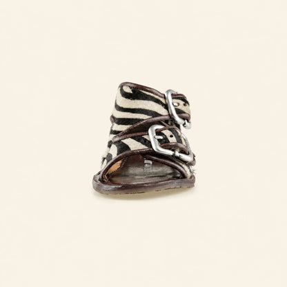 A.S.98 ZEBRANO Safari Zebra Italian leather heeled sandal, rear view 