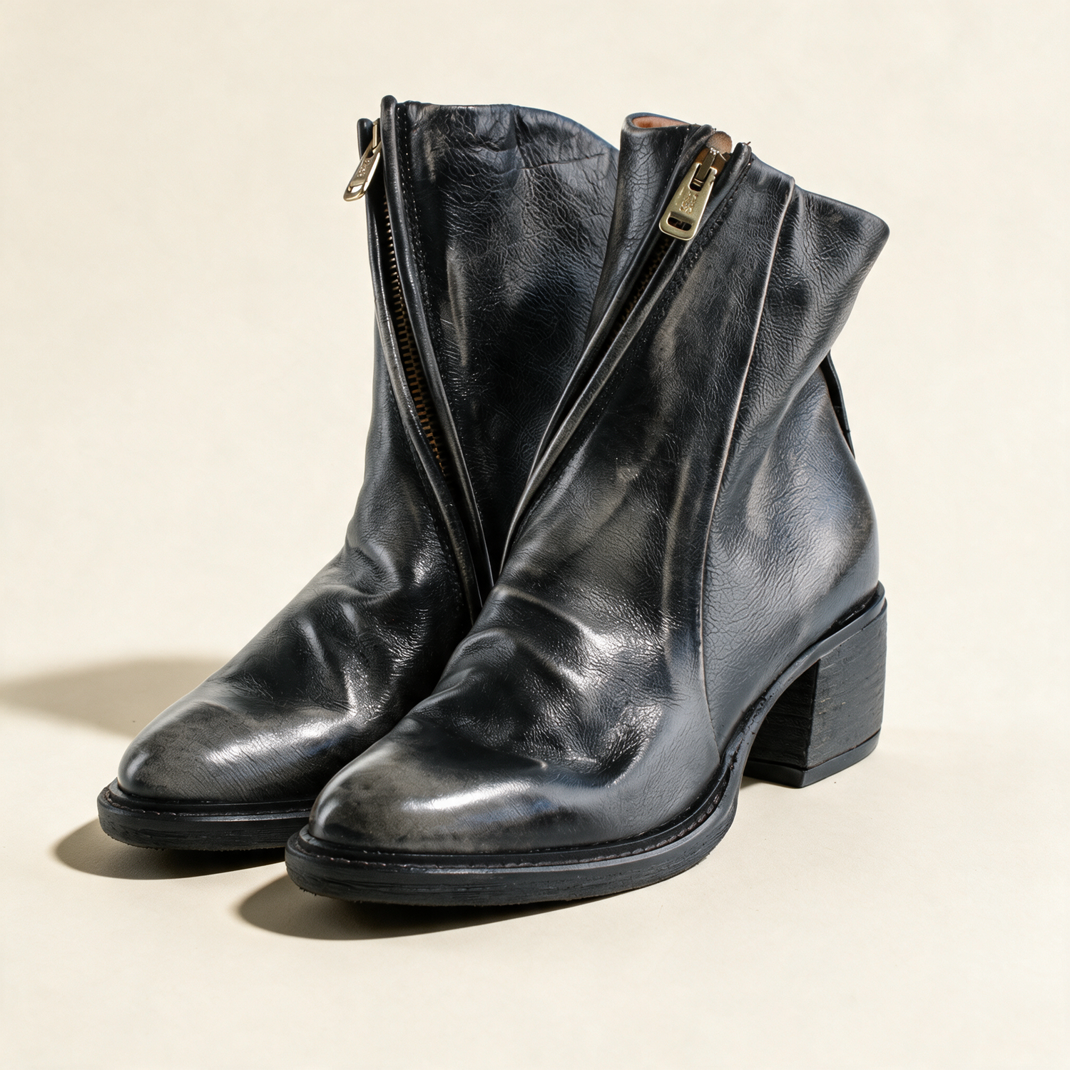 A.S.98 LIRA Charcoal ankle boots, pair three-quarter view 