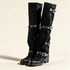 A.S.98 ROWENA Black knee-high boots, pair three-quarter view 