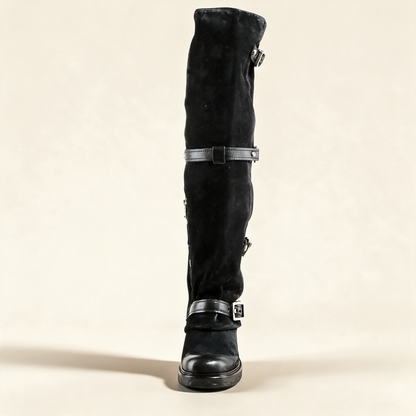 A.S.98 ROWENA Black knee-high boots, front view 