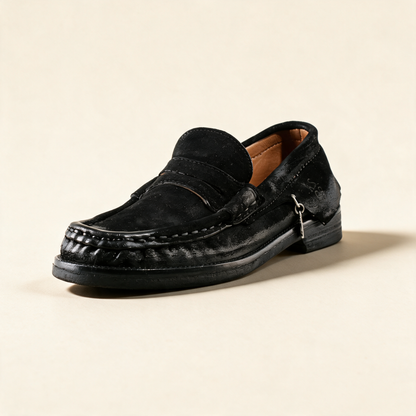 A.S.98 MILO Black loafers, single three-quarter view 