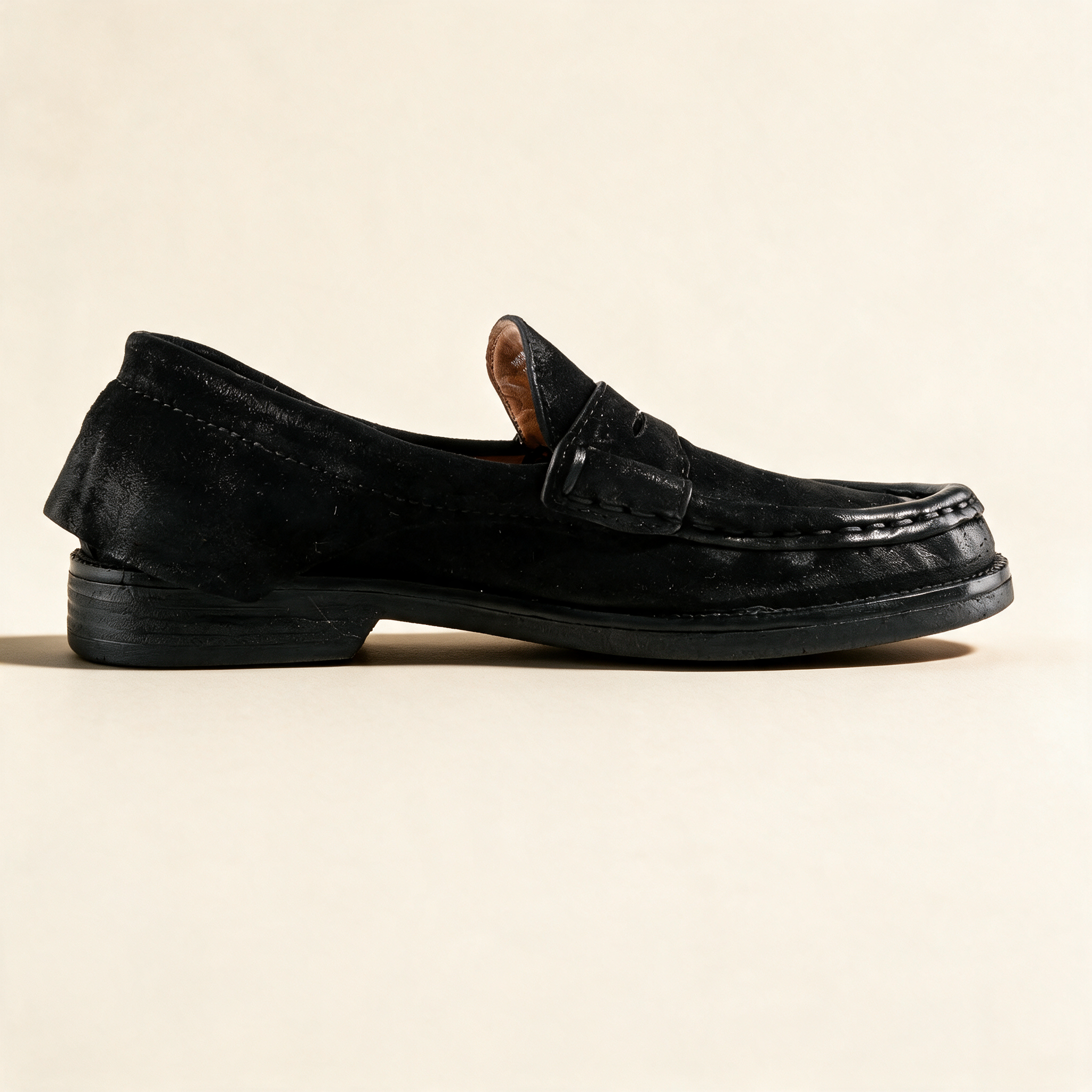 A.S.98 MILO Black loafers, front view 