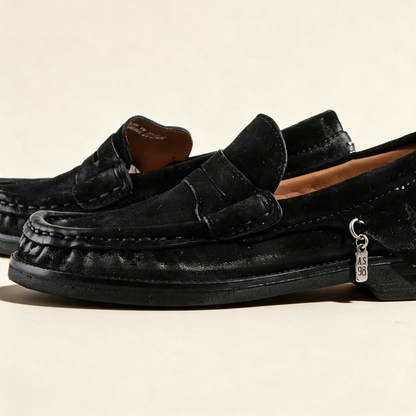 A.S.98 MILO Black loafers, toe and profile detail 