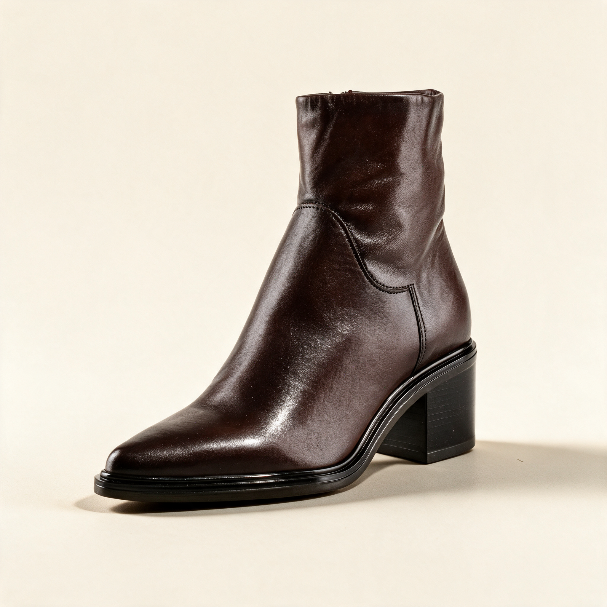 MJUS BRIO Chocolate ankle boots, single three-quarter view 