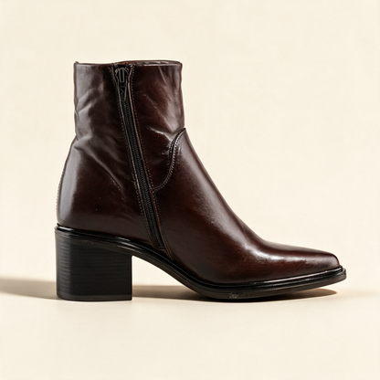 MJUS BRIO Chocolate ankle boots, front view 
