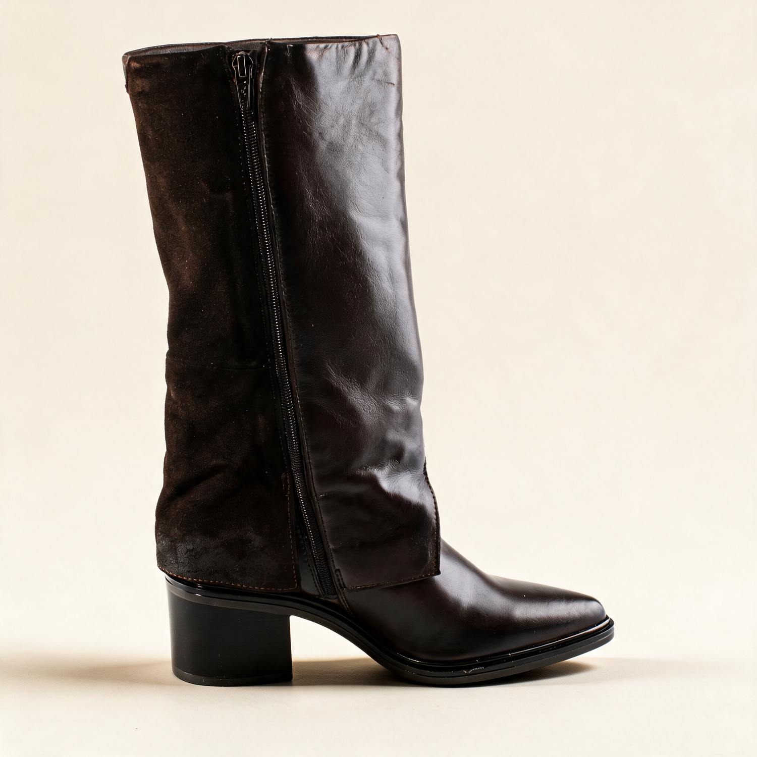 MJUS SIENA Mocha knee-high boots, front view 