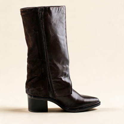 MJUS SIENA Mocha knee-high boots, front view 