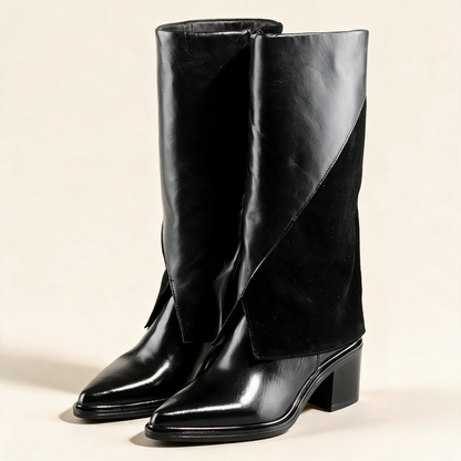 MJUS SIENA Black knee-high boots, pair three-quarter view 