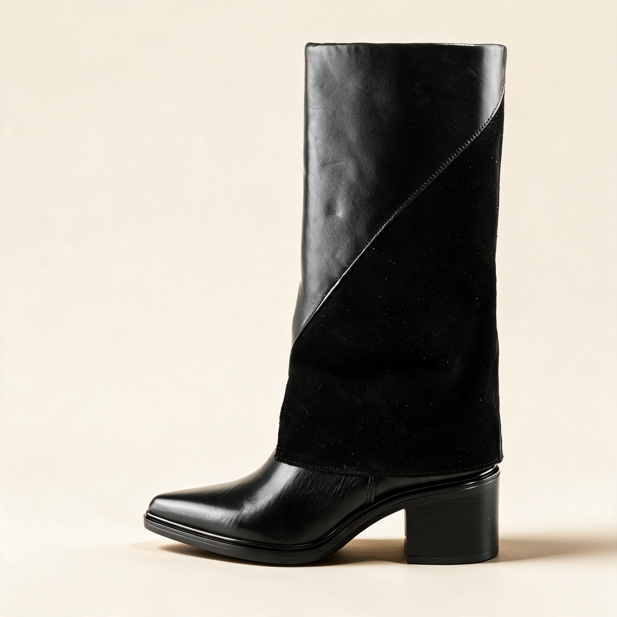 MJUS SIENA Black knee-high boots, outer side profile 