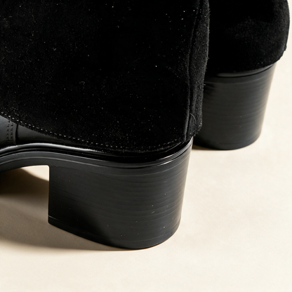 MJUS SIENA Black knee-high boots, heel and sole detail 