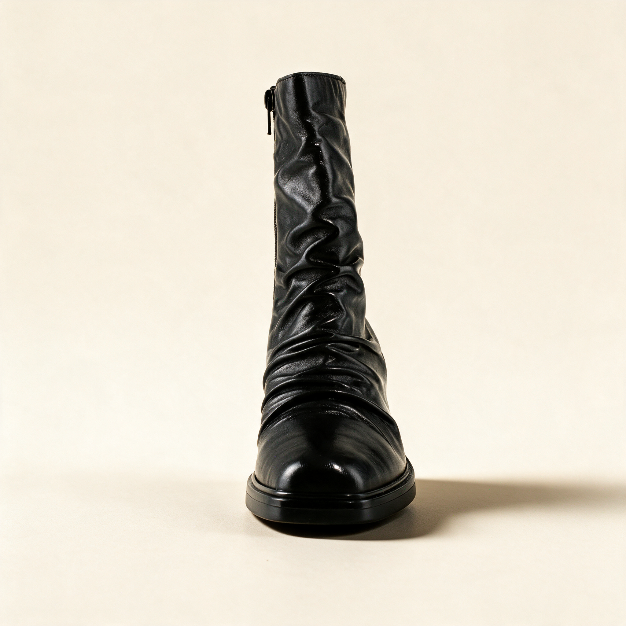 MJUS IONA Black mid-calf boots, rear view 