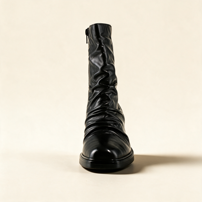 MJUS IONA Black mid-calf boots, rear view 