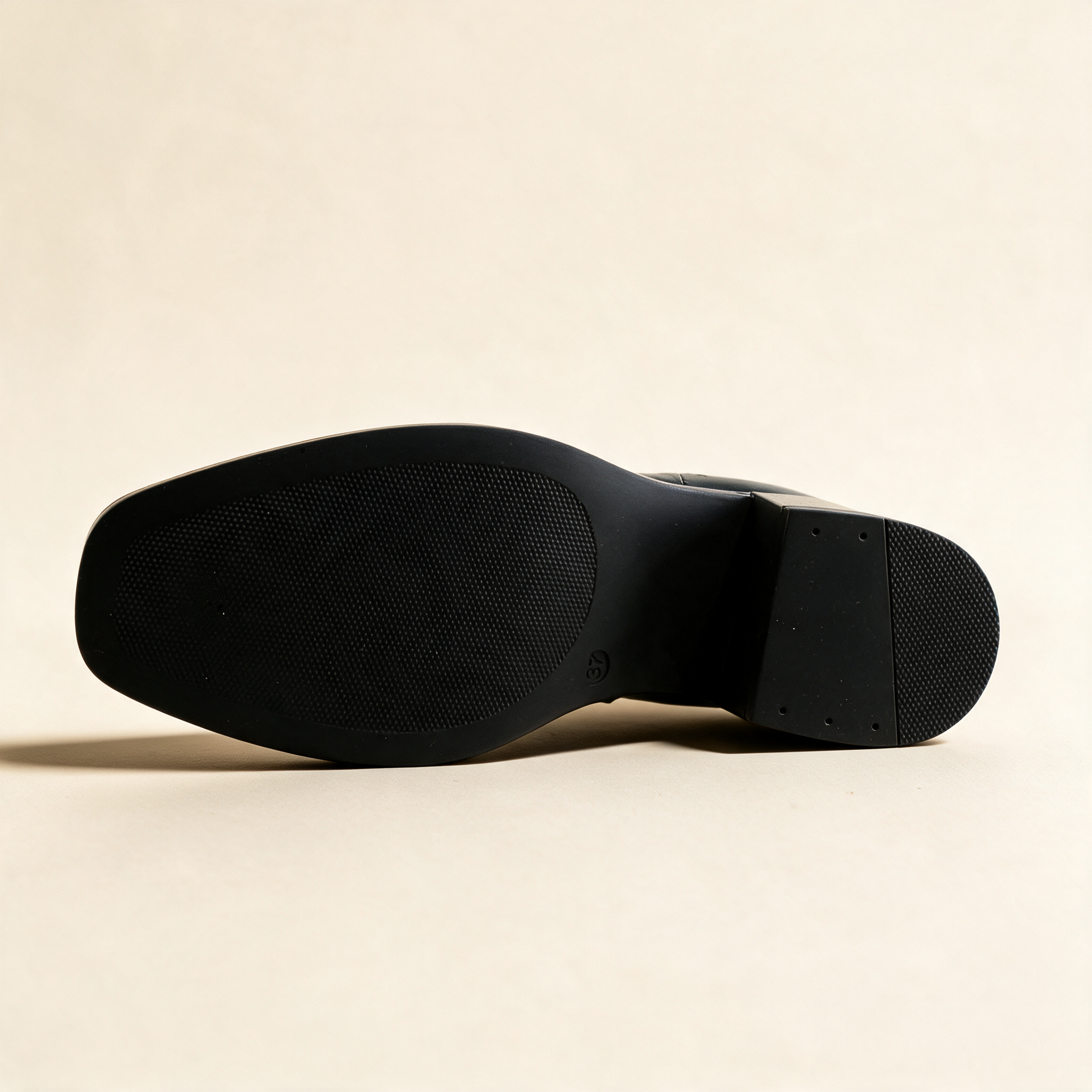 MJUS IONA Black mid-calf boots, outsole view 