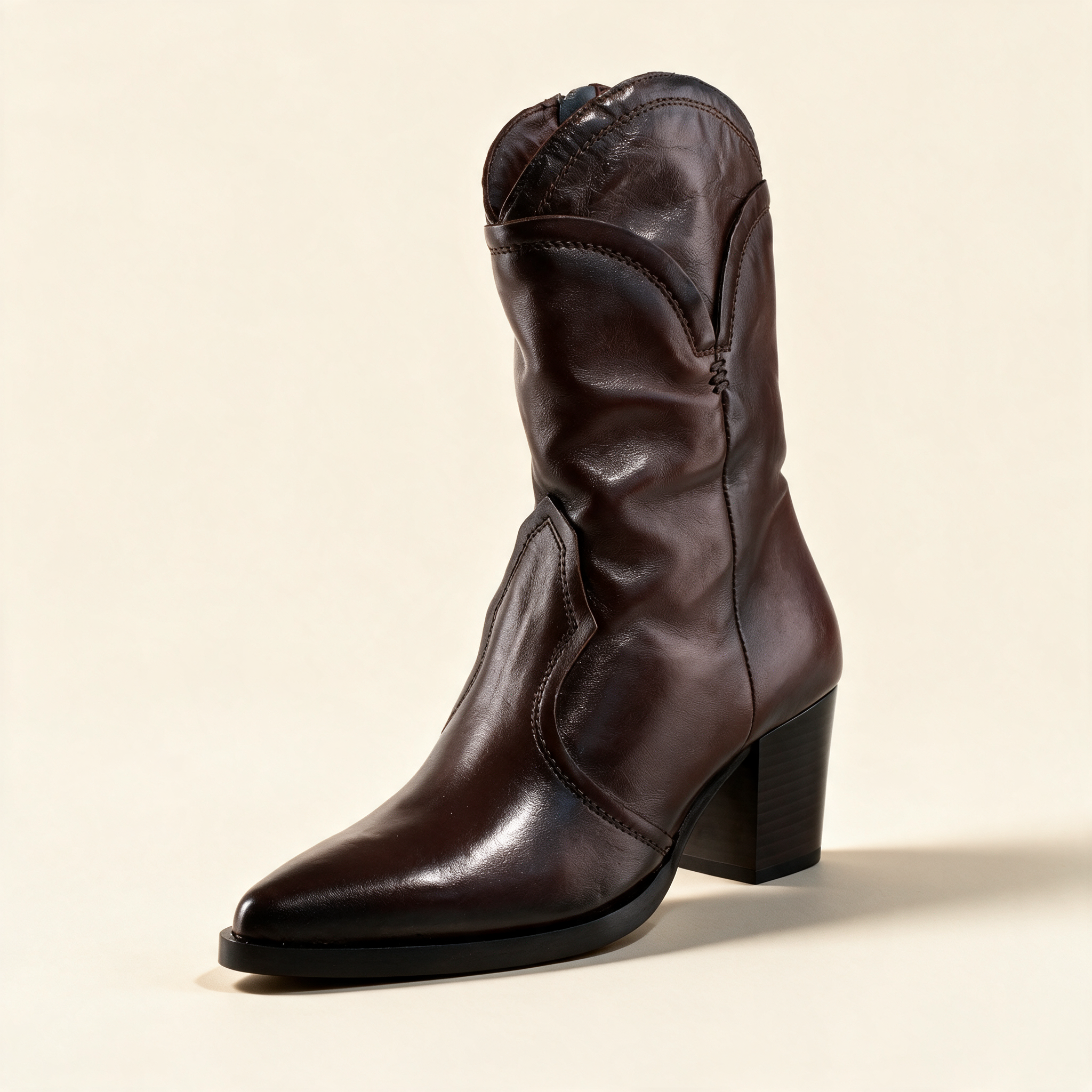 MJUS LUNA Chocolate ankle boots, single three-quarter view 