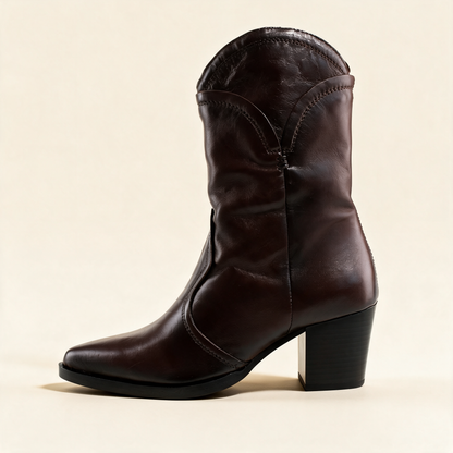 MJUS LUNA Chocolate ankle boots, outer side profile 