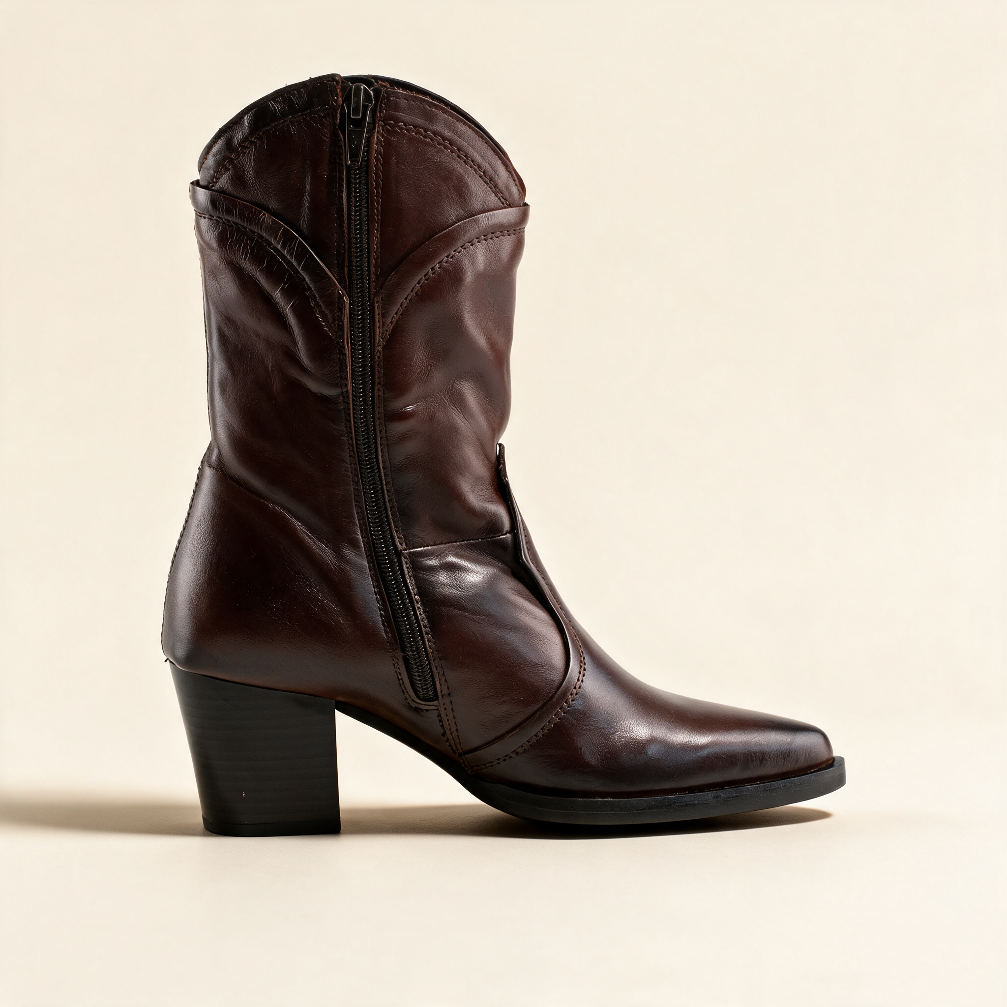 MJUS LUNA Chocolate ankle boots, front view 