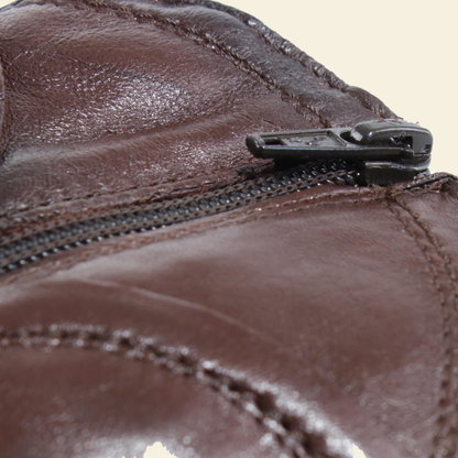MJUS LUNA Chocolate ankle boots, leather and finishing detail 