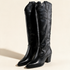 MJUS SORA Black knee-high boots, pair three-quarter view 