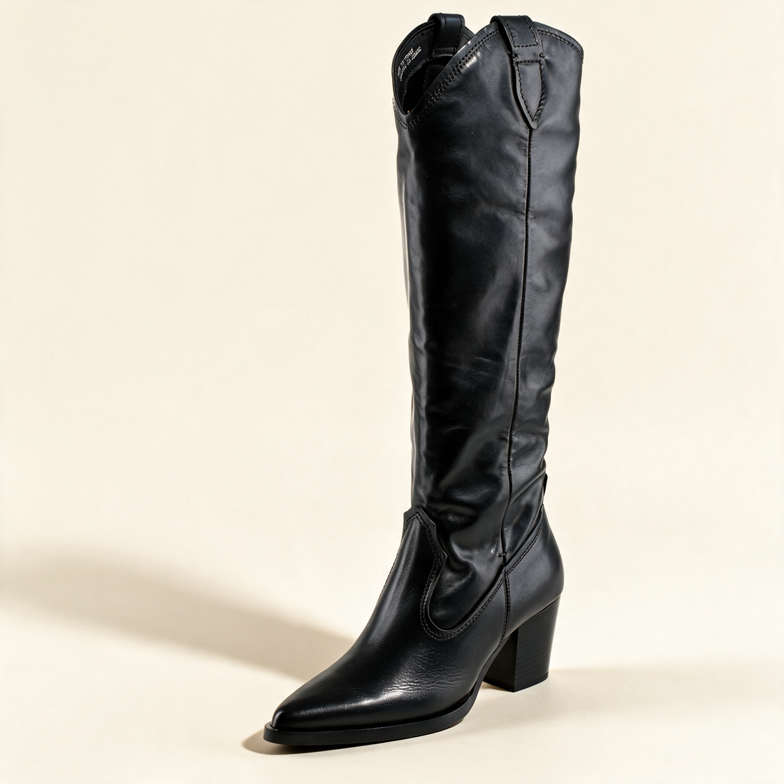 MJUS SORA Black knee-high boots, single three-quarter view 