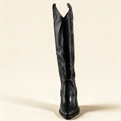 MJUS SORA Black knee-high boots, rear view 