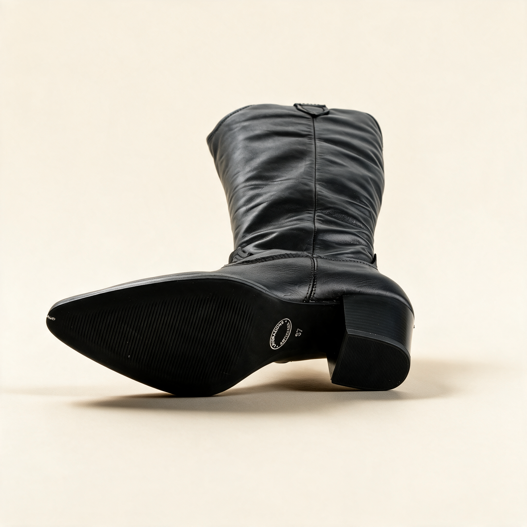 MJUS SORA Black knee-high boots, outsole view 