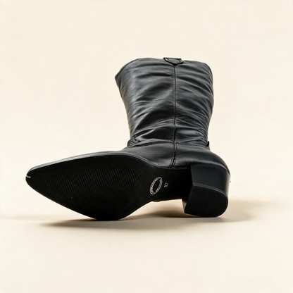 MJUS SORA Black knee-high boots, outsole view 