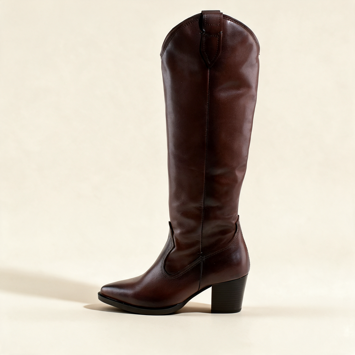 MJUS SORA Chestnut knee-high boots, outer side profile 