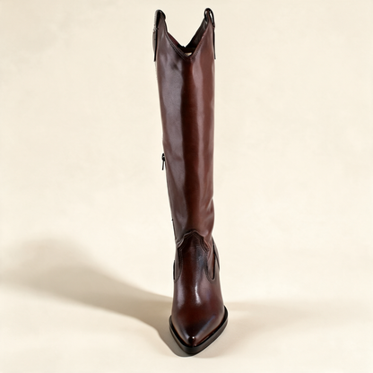 MJUS SORA Chestnut knee-high boots, front view 