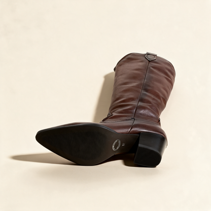 MJUS SORA Chestnut knee-high boots, outsole view 