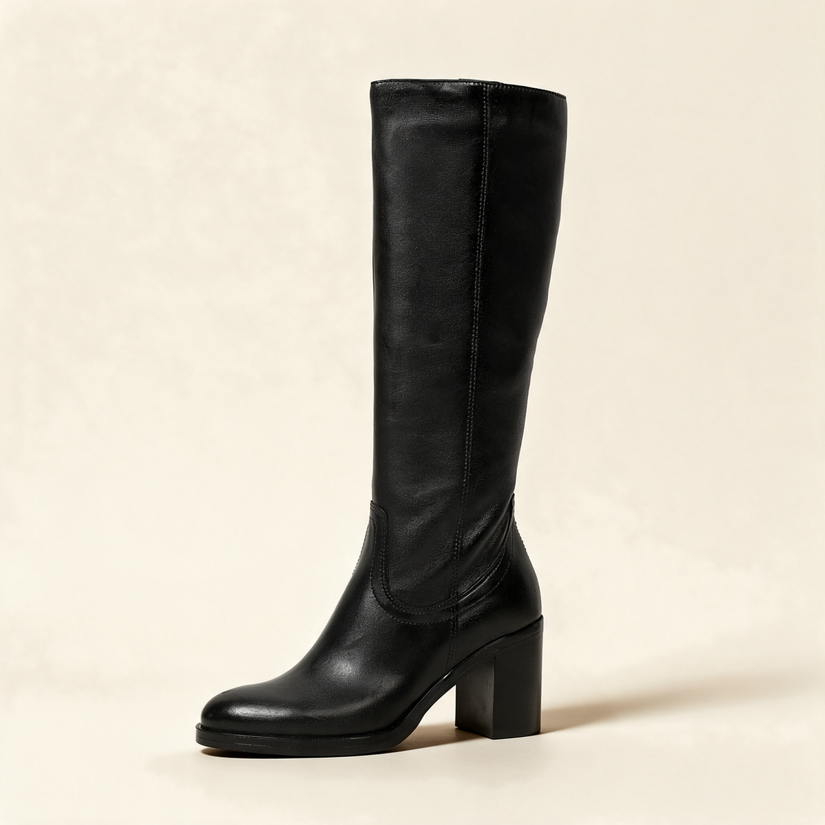 MJUS ELARA Black knee-high boots, single three-quarter view 