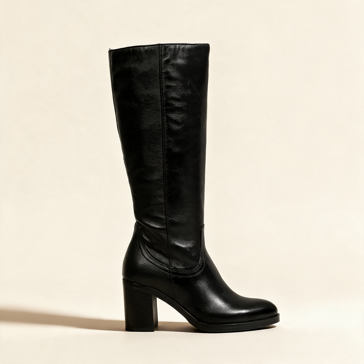 MJUS ELARA Black knee-high boots, outer side profile 