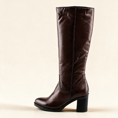 MJUS ELARA Chocolate knee-high boots, outer side profile 