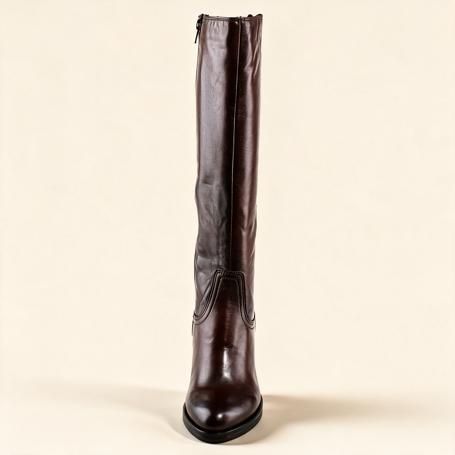 MJUS ELARA Chocolate knee-high boots, rear view 